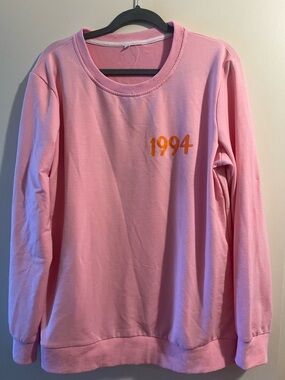 Pink Crewneck Sweater with Orange "1994"